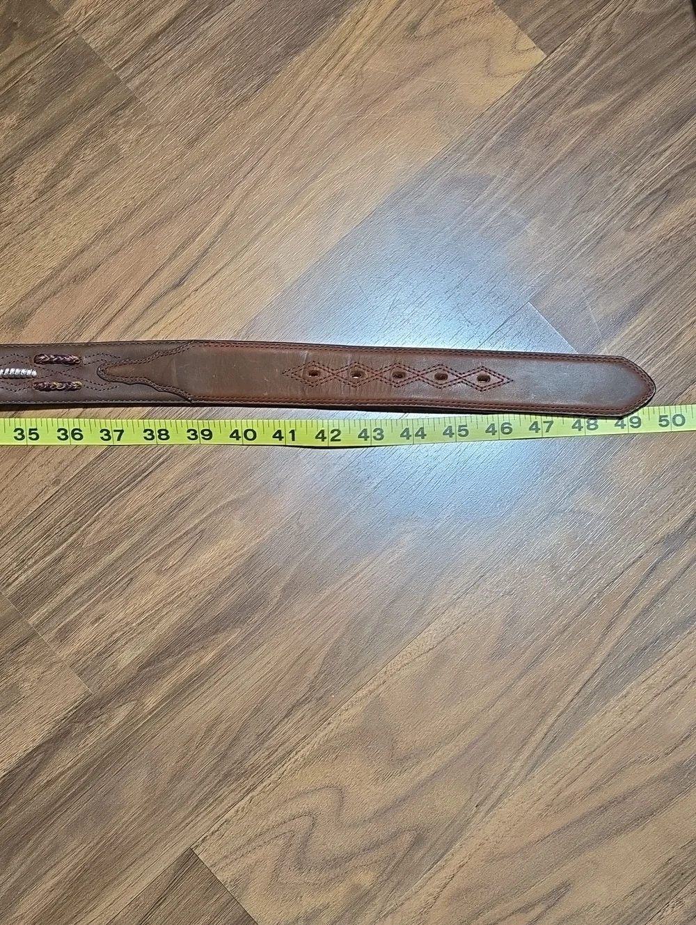Justin Leather Belt with Decorative Silver Buckle And Embellishments